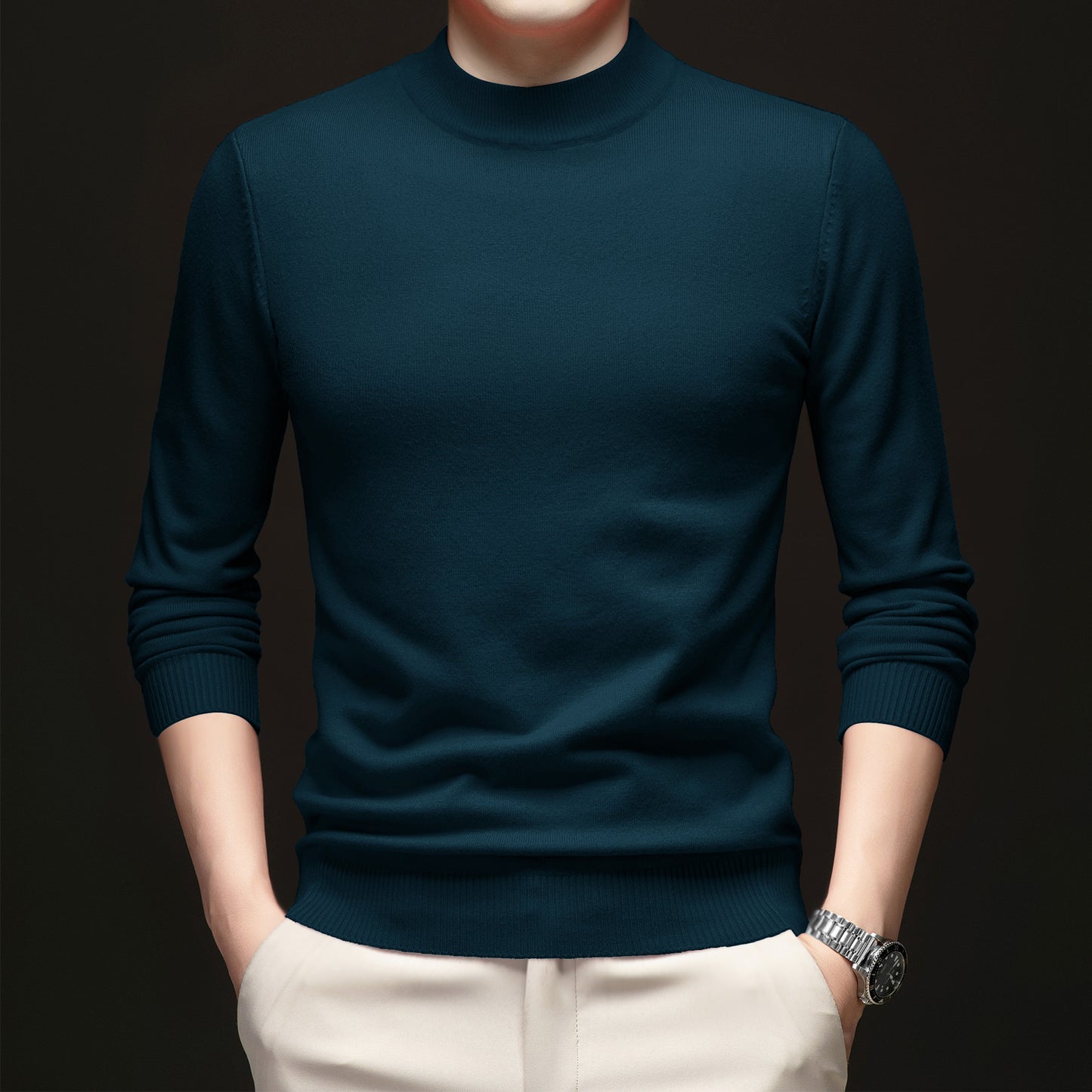 Thick Warm Sweater Half Turtleneck Simple All-matching Base